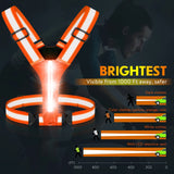 Led Light Up Running Vest Reflective for Walking at Night; High Visibility Gear Rechargeable Adjustable for Runners Walkers Men and Women