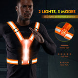 Led Light Up Running Vest Reflective for Walking at Night; High Visibility Gear Rechargeable Adjustable for Runners Walkers Men and Women