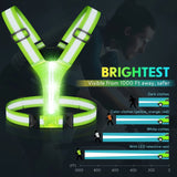 Led Light Up Running Vest Reflective for Walking at Night; High Visibility Gear Rechargeable Adjustable for Runners Walkers Men and Women