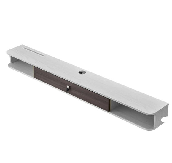 Floating TV Stand, 70 in Wall Mount Entertainment Center with Cable Hole, Modern Floating TV Shelf with Storage Cabinet, Particle Board Console for DVD Player, Cable Box, Game Console, White