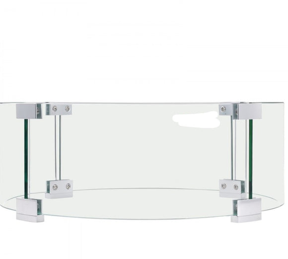 Fire Pit Wind Guard, 23 x 23 x 8 Inch Glass Flame Guard, Round Glass Shield, 1/4-Inch Thick Fire Table, Clear Tempered Glass Flame Guard, Aluminum Alloy Feet for Propane, Gas, Outdoor