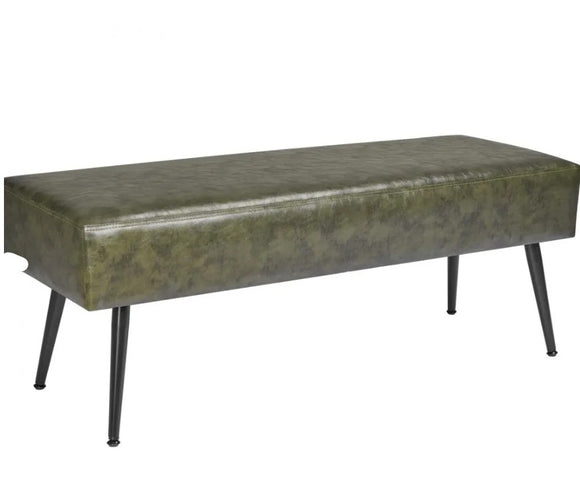 PU Leather Bedroom Bench with Metal Legs Shoe Bench for Entryway Green