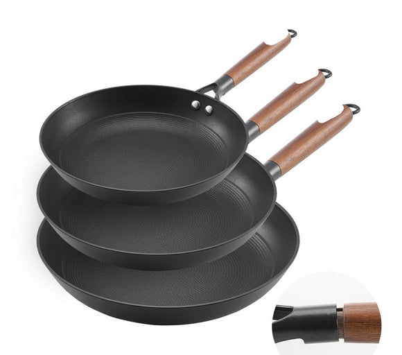 3 Piece Cast Iron Skillet Frying Pan Set 8 10 12 in Pre-Seasoned Nonstick Black