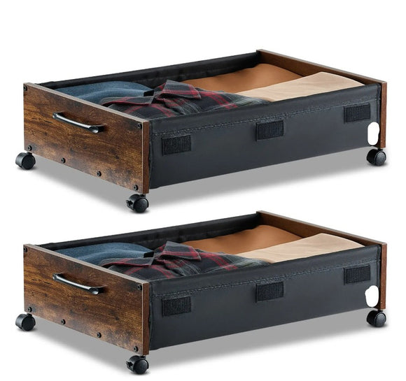 Under Bed Storage with Wheels 25.6x18.1x7.1 Inch Rolling Storage Bags 2 Pack