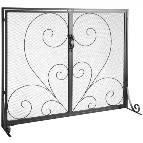 Fireplace Screen 1 Panel with Door, Sturdy Iron Mesh Fireplace Screen, 39