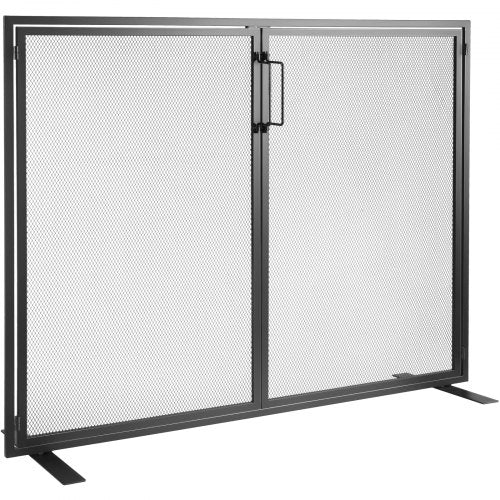 Fireplace Screen 1 Panel with Door, Sturdy Iron Mesh Fireplace Screen, 38.98