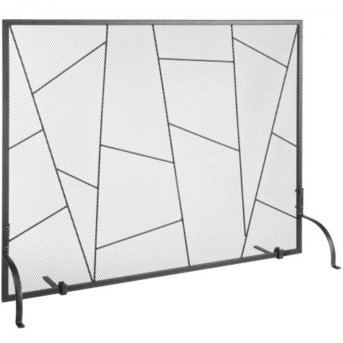 Fireplace Screen Single Panel, Sturdy Iron Mesh Fireplace Screen, 35.6