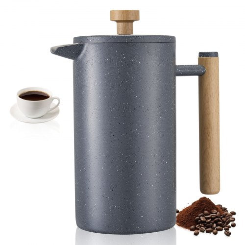 French Press Coffee Maker 34 oz Stainless Steel French Coffee Press Black