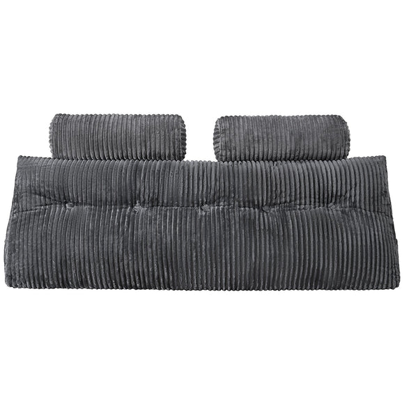 Headboard Pillow, Queen Size Wedge Headboard Pillow with 2 Side Pockets and 2 Headrests, Bed Wedge Pillow with Washable Flannel Cloth, for Reading, Gaming, Resting, Working in Bed, Grey