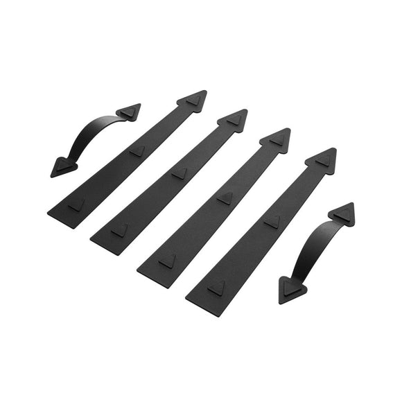 Decorative Magnetic Garage Door Hardware Kit Accents 4 Hinges 2 Handles Black