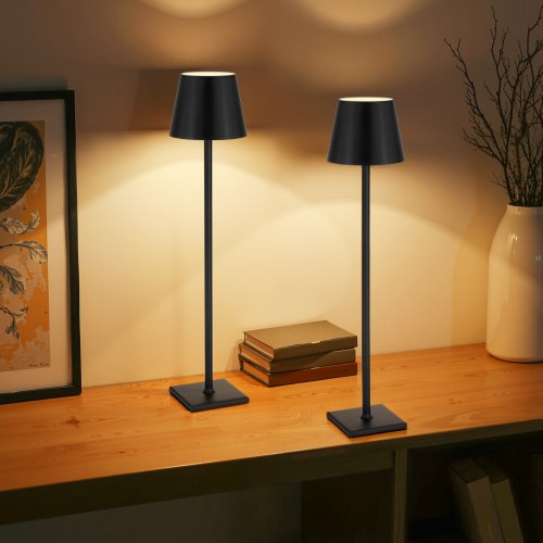 Cordless Table Lamp 2 PCS Rechargeable Battery Desk Lamp Adjustable Height Black