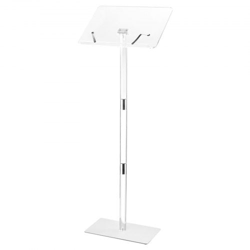 Podium Stand 43 in Acrylic Lectern Adjustable Angles with Metal Base Classroom