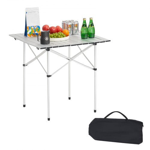 Folding Portable Camping Table Aluminum Outdoor Picnic Roll up Table Carry Bag