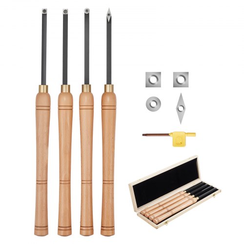 4PCS Wood Lathe Chisel Set HSS Woodturning Tools Storage Box for Lathe Finisher