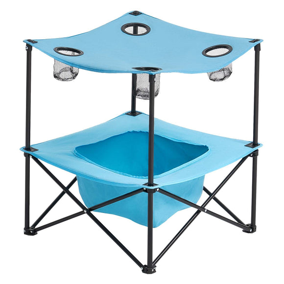 Folding Portable Camping Table Oxford Outdoor Picnic Square Table 4 Cup Holders