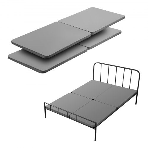 Queen Size Bunkie Board, 1.5 in Bed Board Slats with 200D Oxford Cloth, Wooden Mattress Support for Queen Size Bed, Easy Assembly Support Under Mattress, 4 Piece, Gray