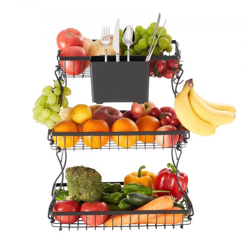 3 Tier Fruit Basket Bowl Kitchen Countertop Storage Stand Holder Banana Hanger