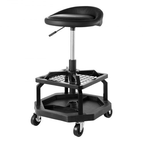 Rolling Shop Stool Adjustable Height Garage Seat 300 lbs Load with Caster