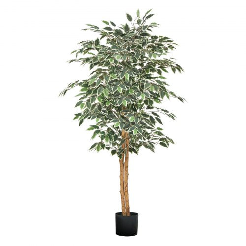 5FT Artificial Ficus Tree Tall Faux Plant with Black Pot for Indoor Decor