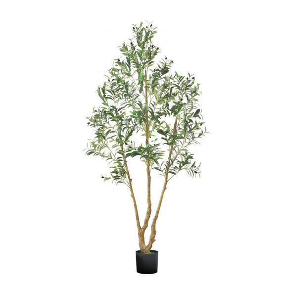 7FT Artificial Olive Tree Tall Fake Plant with Black Pot for Home Office Use
