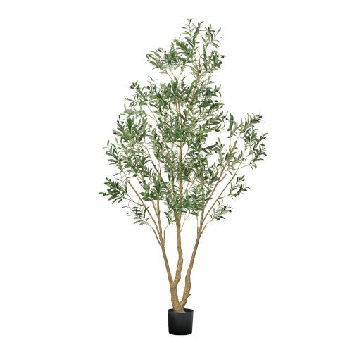 8FT Artificial Olive Tree Tall Fake Plant with Black Pot for Home Office Use