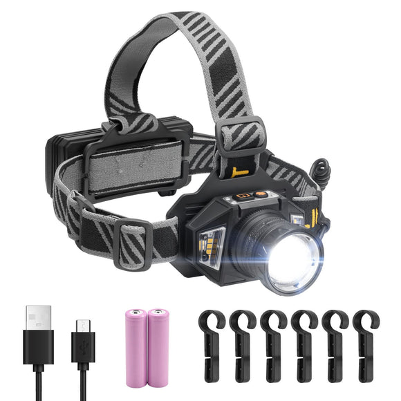 Rechargeable Headlamp Lightweight Bright LED Headlight 16 Lighting Modes