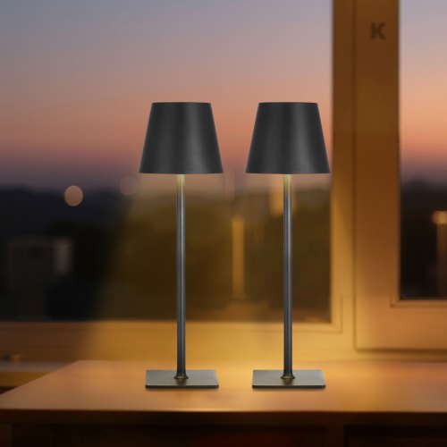 Cordless Table Lamp 2-Pack 5200mAh Built-in Rechargeable Battery Desk Lamp Black