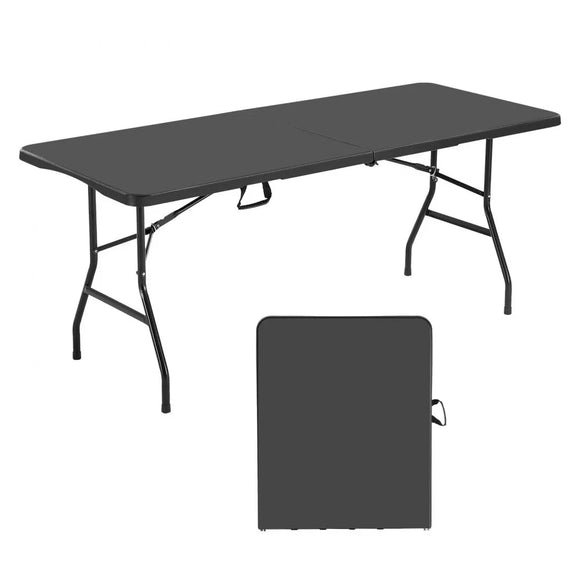 6 Ft Plastic Folding Table Portable Picnic Utility Table Handle Indoor Outdoor