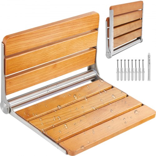 Folding Oak Shower Seat, 16.1