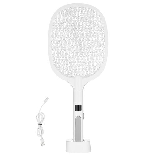 Electric Fly Swatter 3 Layers Mesh & Screen Display 1500mAh Battery White
