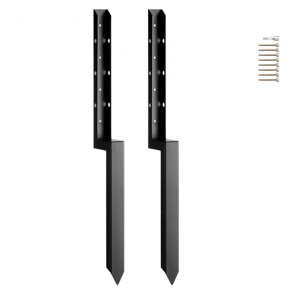 Fence Post Anchor Repair Kit, 2 Pack Inner Diameter 2 x2 Inches Heavy Duty Steel Fence Post Support Stakes, Anchor Ground Spike for Repair Tilted, Broken Wood Fence Post