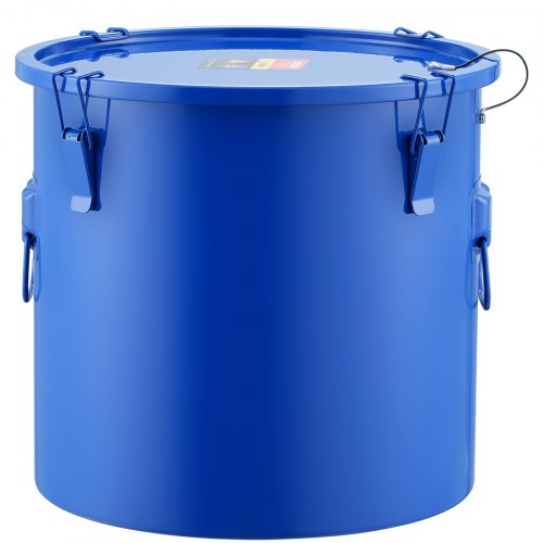Fryer Grease Bucket, 10 Gal Oil Disposal Caddy Carbon Steel Fryer Oil Bucket with Coating, Oil Transport Container with Lid, Lock Clips, Filter Bag for Hot Cooking Oil Filtering, Blue