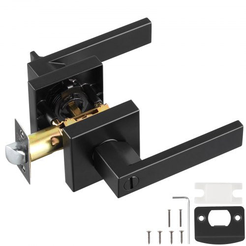 Privacy Door Handle 1 PC Matte Black Square Door Lever Interior Reversible Lever