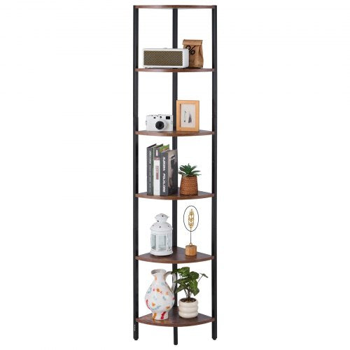6 Tier Corner Shelf Tall Corner Stand with LED Light Narrow Display Rack
