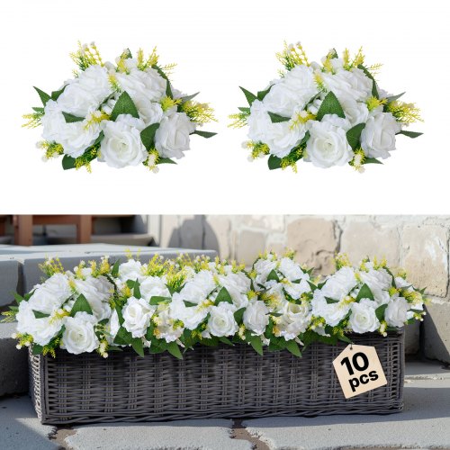Flower Balls for Wedding Centerpieces 9.5-Inch Fake Flower Arrangement 10 PCS