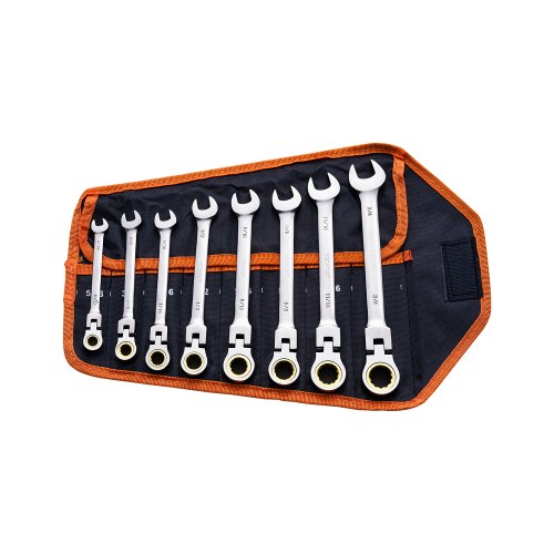 Flex-Head Ratcheting Wrench Set 8 PCS SAE 5/16