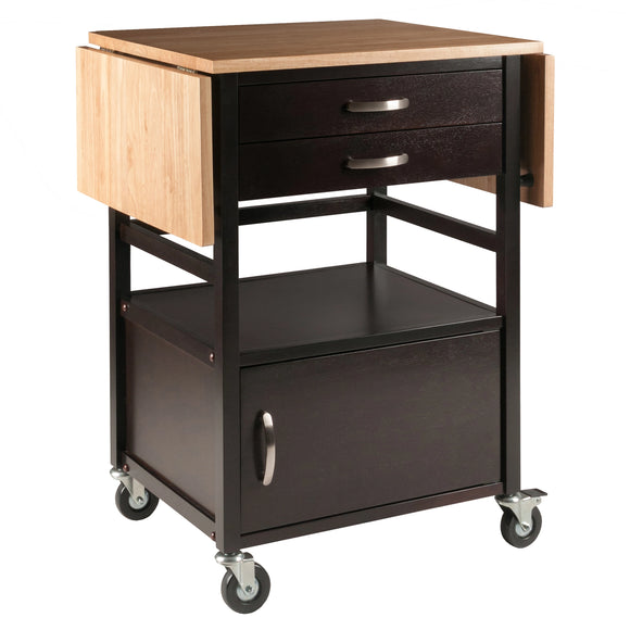 Bellini Drop Leaf Kitchen Cart; Coffee and Natural