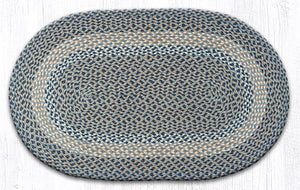 C-05 Blue/Natural Oval Braided Rug 27"x45"