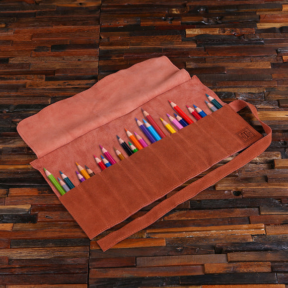 Leather Paintbrush and Art Supply Leather Roll-up Bag