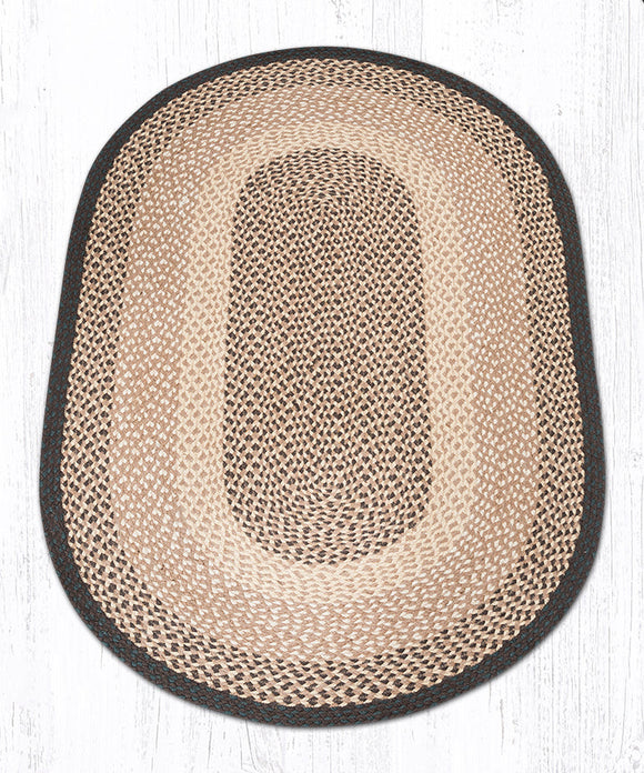 C-17 Chocolate/Natural Oval Braided Rug 3'x5'