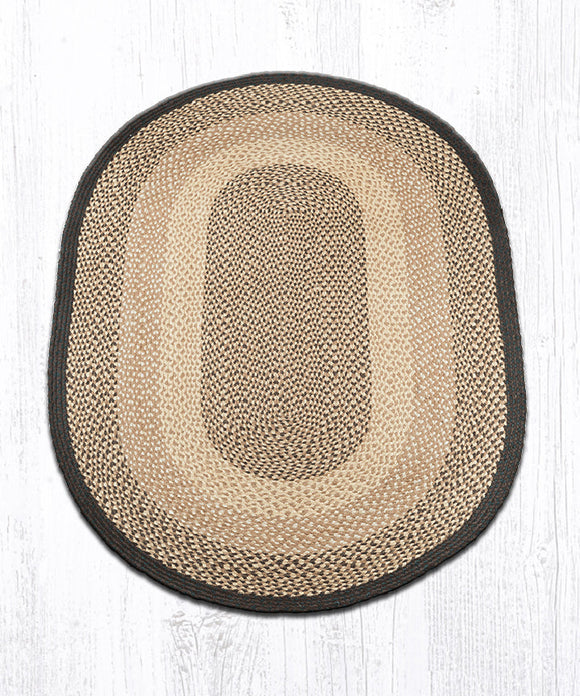 C-17 Chocolate/Natural Oval Braided Rug 4'x6'