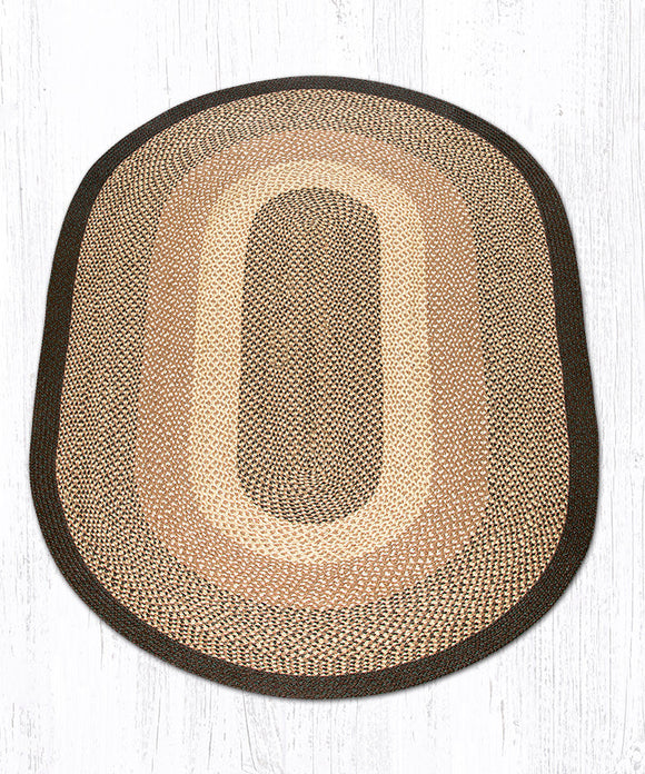 C-17 Chocolate/Natural Oval Braided Rug 5'x8'