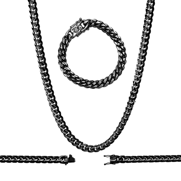 Cuban Link Chain Black Necklace 30
