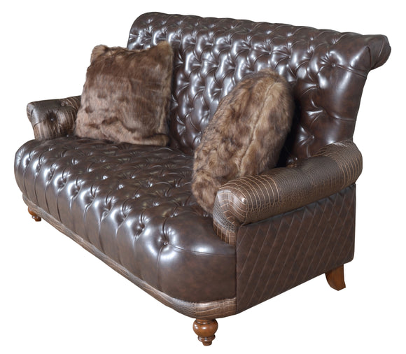 Aussie Micro Leather Faux Gator Love Seat