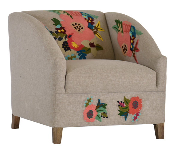 Beige Elianna Chair with Floral Print