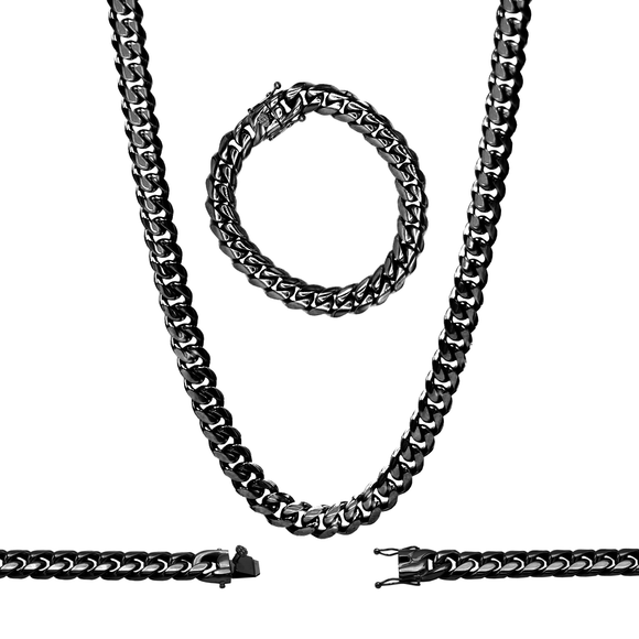 Cuban Link Chain Black Necklace 30