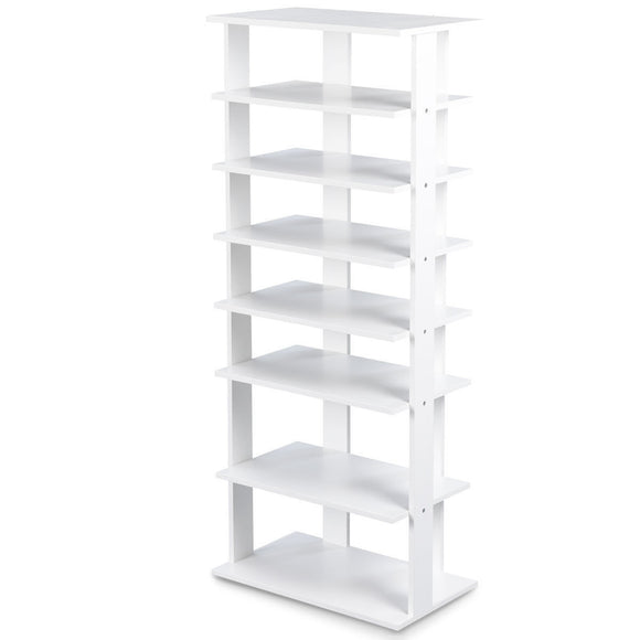 7-Tier Dual 14 Pair Shoe Rack Free Standing Concise Shelves Storage