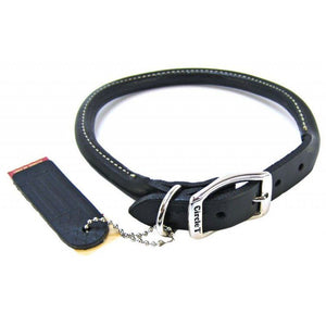 [Pack of 2] - Circle T Pet Leather Round Collar - Black 16" Neck