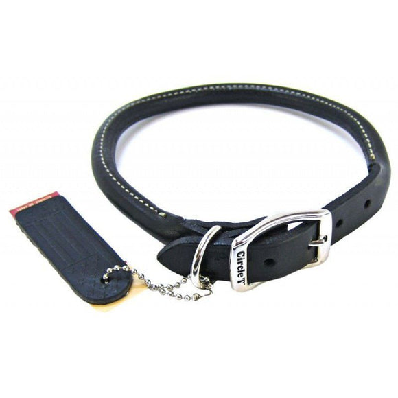 [Pack of 2] - Circle T Pet Leather Round Collar - Black 16