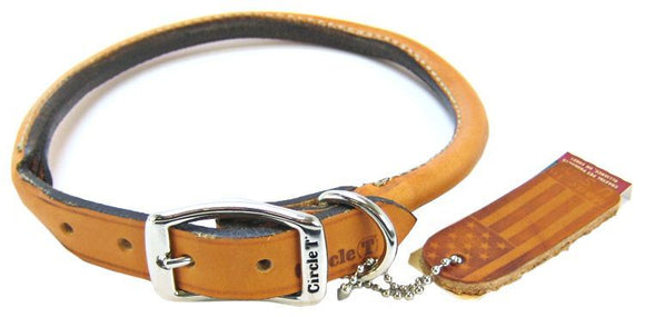 [Pack of 2] - Circle T Leather Round Collar - Tan 18
